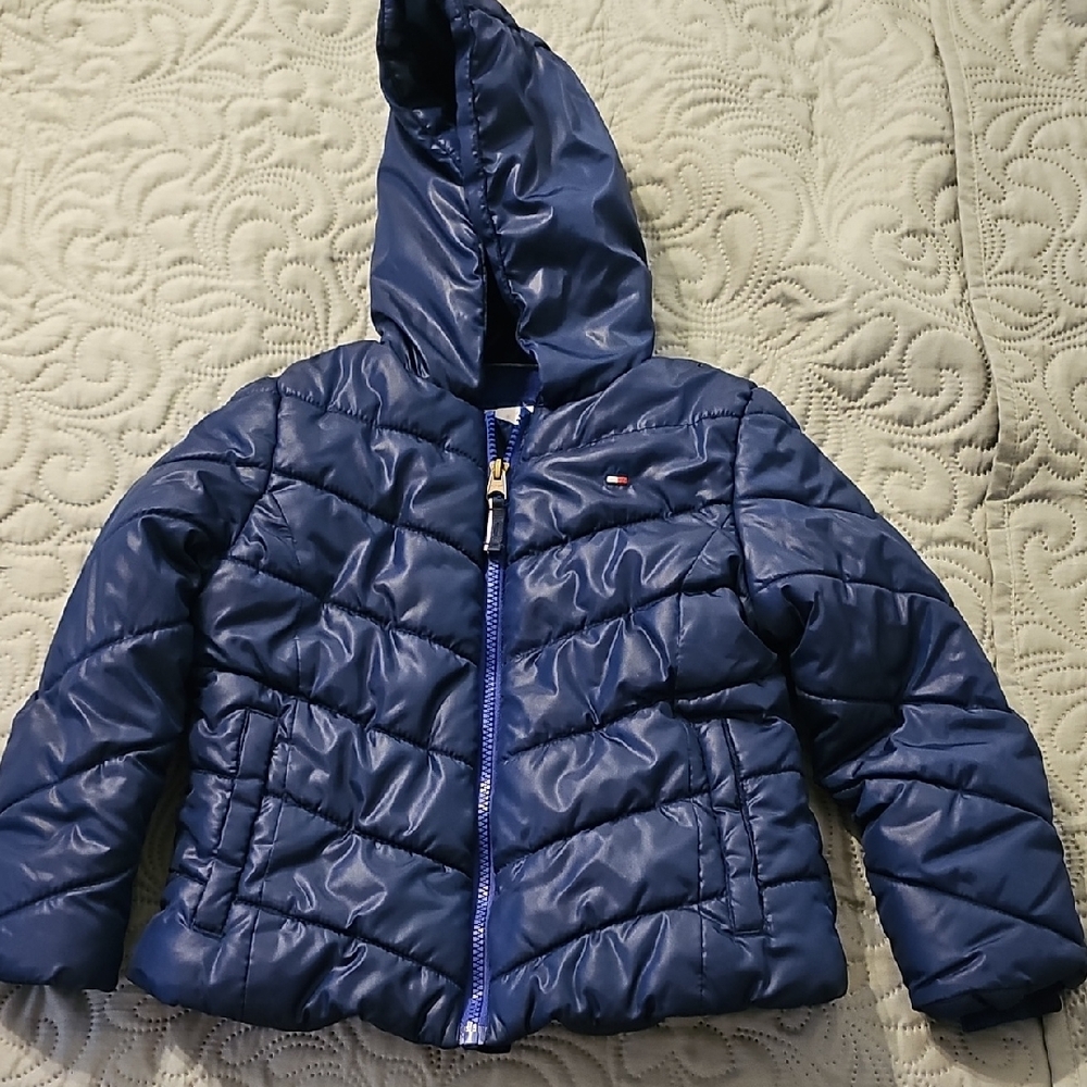 Tommy Hilfiger Kids Navy Puffer Full Zip Hooded Coat